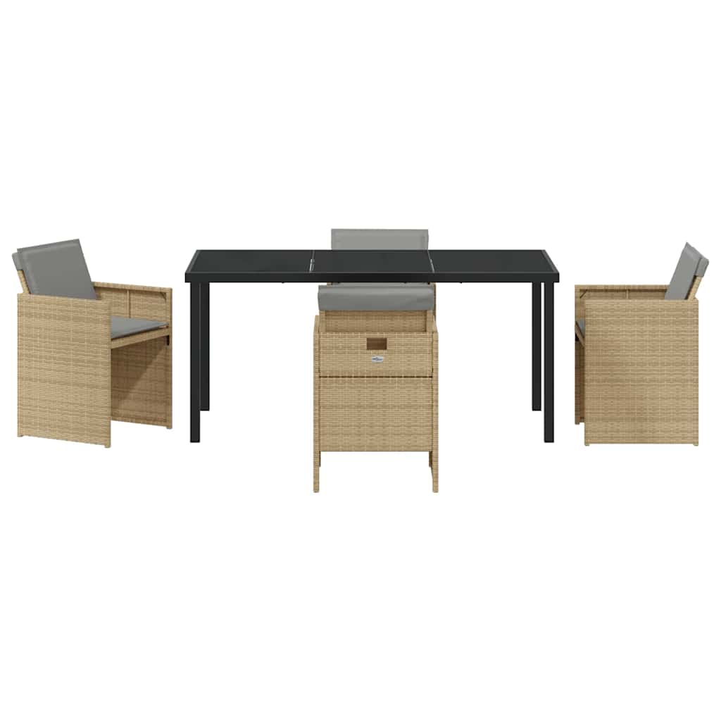 Garden Dining Set 5 pcs Beige Poly Rattan