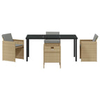 Garden Dining Set 5 pcs Beige Poly Rattan