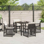 Garden Dining Set 5 pcs Black Poly Rattan