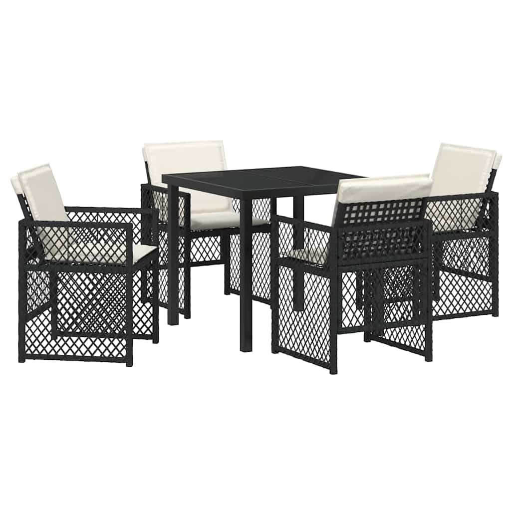 Garden Dining Set 5 pcs Black Poly Rattan