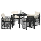 Garden Dining Set 5 pcs Black Poly Rattan