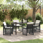 Garden Dining Set 5 pcs Black Poly Rattan