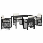 Garden Dining Set 5 pcs Black Poly Rattan