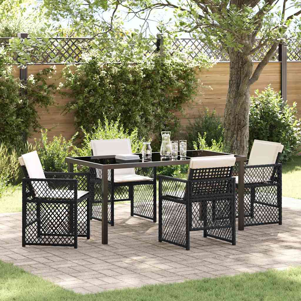 Garden Dining Set 5 pcs Black Poly Rattan