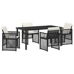 Garden Dining Set 5 pcs Black Poly Rattan