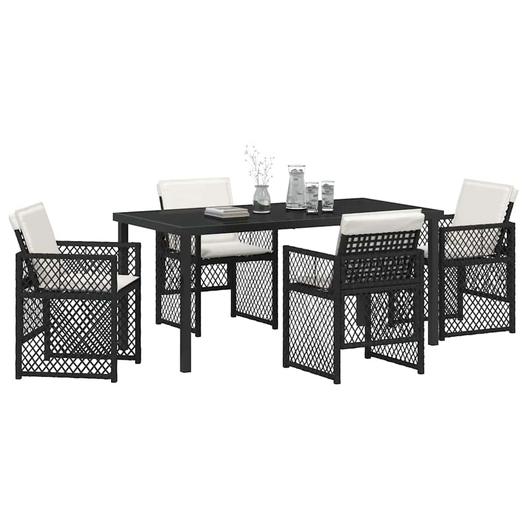 Garden Dining Set 5 pcs Black Poly Rattan