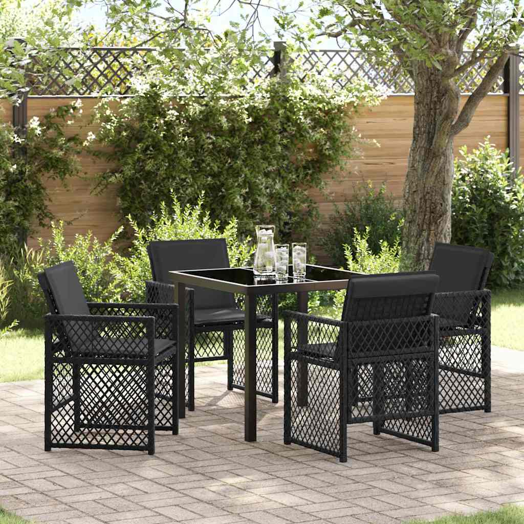 Garden Dining Set 5 pcs Black Poly Rattan