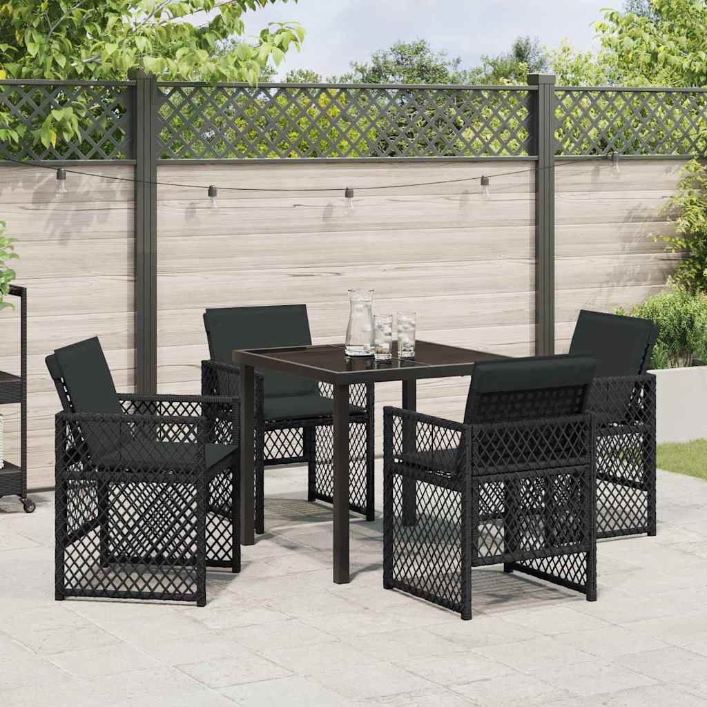 Garden Dining Set 5 pcs Black Poly Rattan