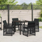 Garden Dining Set 5 pcs Black Poly Rattan