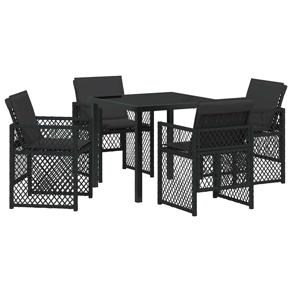 Garden Dining Set 5 pcs Black Poly Rattan