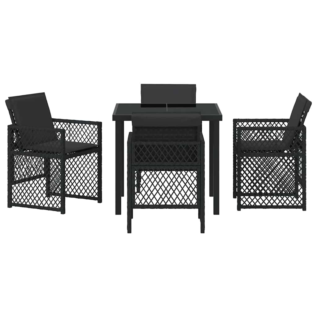 Garden Dining Set 5 pcs Black Poly Rattan