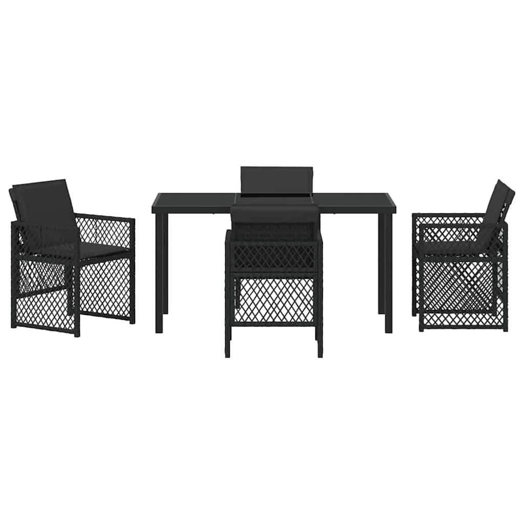 Garden Dining Set 5 pcs Black Poly Rattan