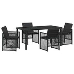 Garden Dining Set 5 pcs Black Poly Rattan