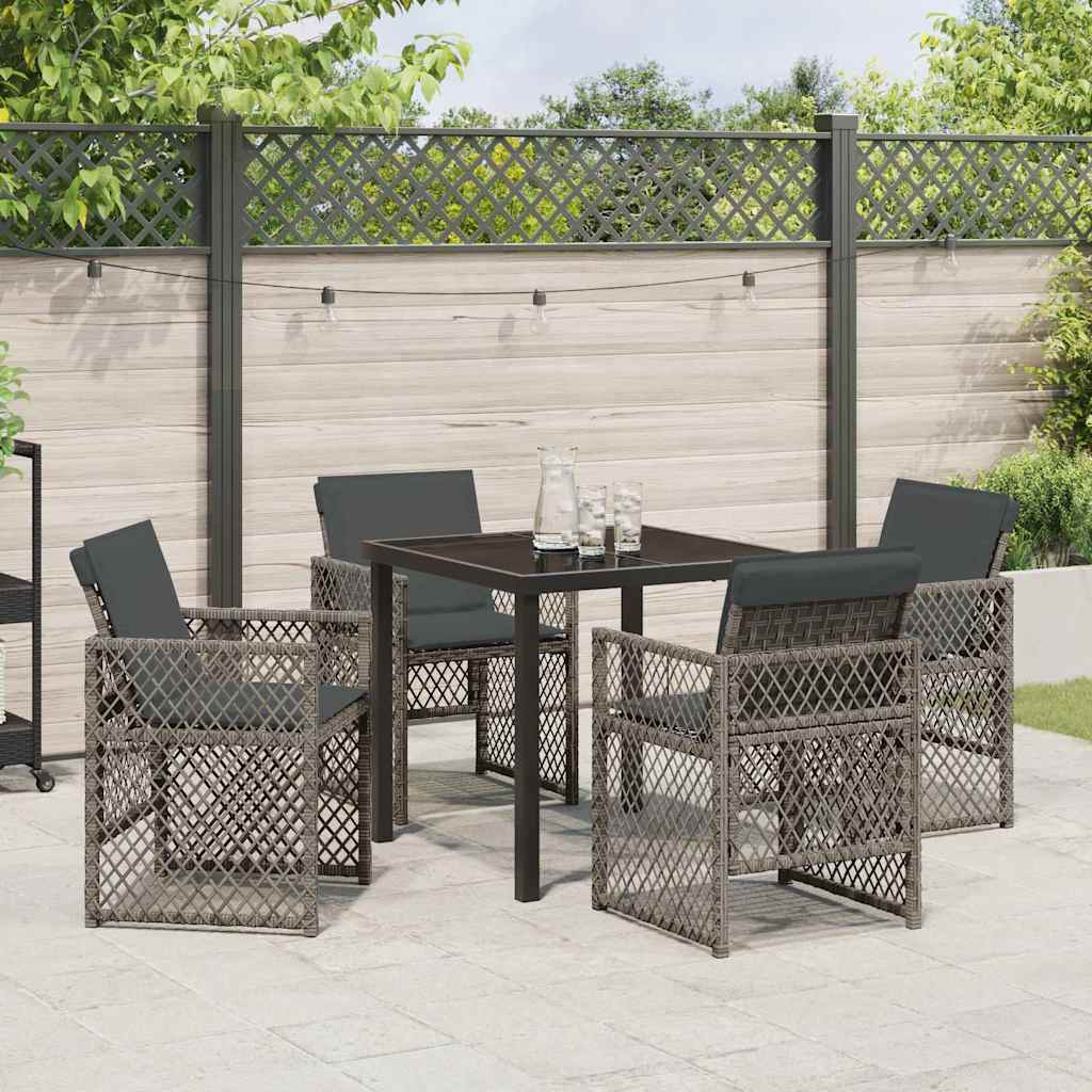 Garden Dining Set 5 pcs Grey Poly Rattan