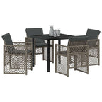 Garden Dining Set 5 pcs Grey Poly Rattan