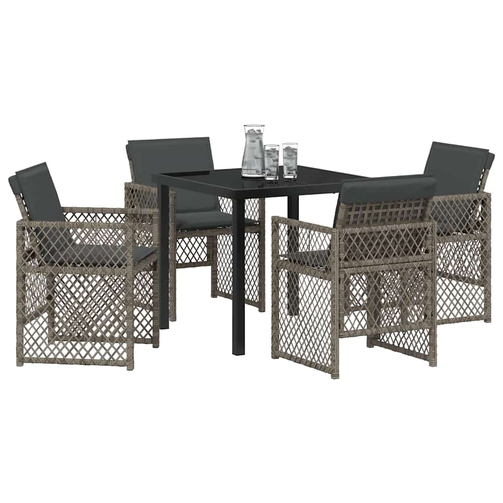 Garden Dining Set 5 pcs Grey Poly Rattan