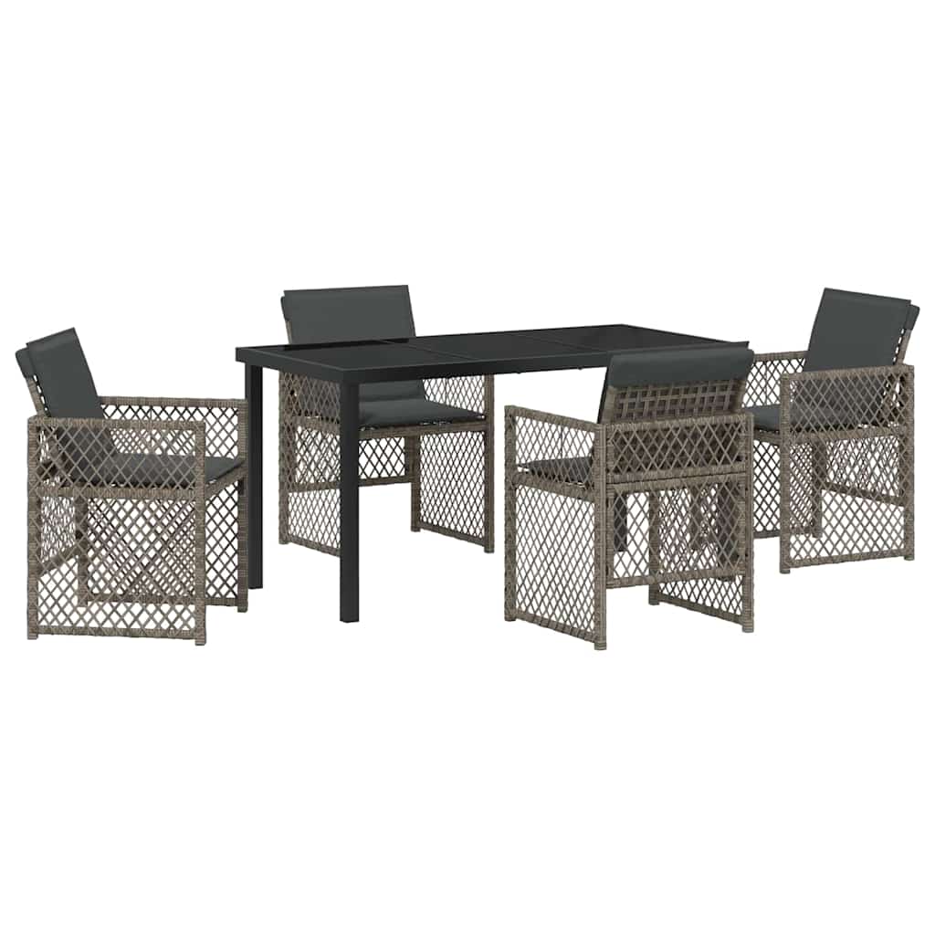 Garden Dining Set 5 pcs Grey Poly Rattan