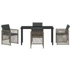 Garden Dining Set 5 pcs Grey Poly Rattan