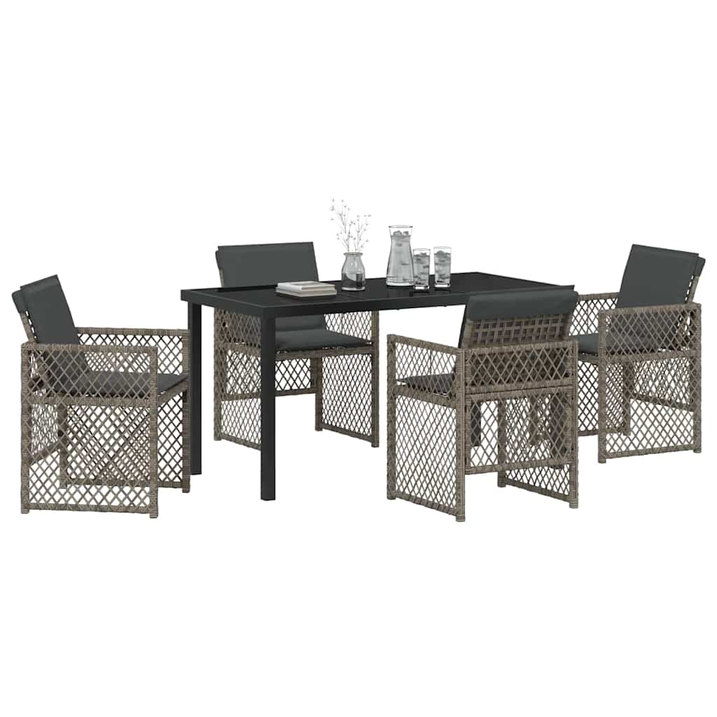 Garden Dining Set 5 pcs Grey Poly Rattan