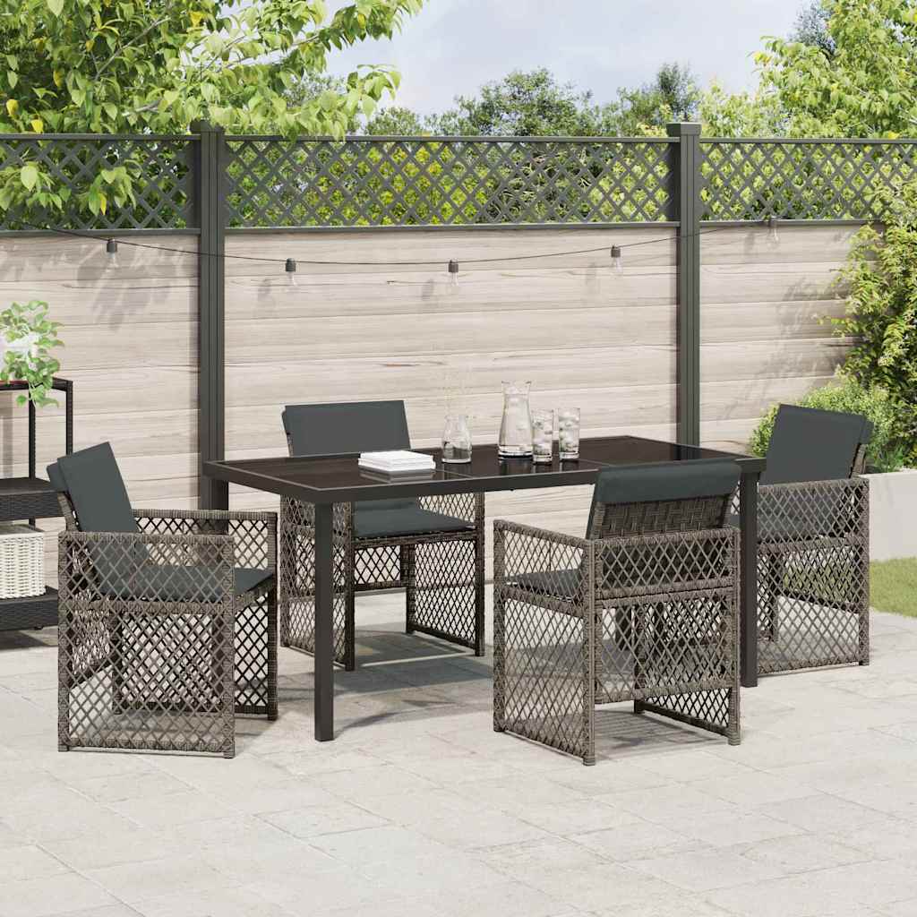 Garden Dining Set 5 pcs Grey Poly Rattan