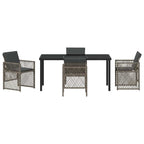 Garden Dining Set 5 pcs Grey Poly Rattan