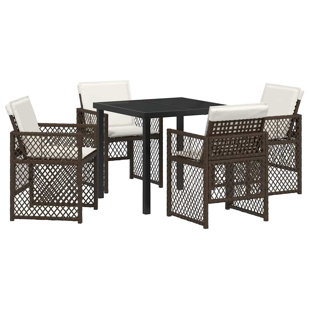 Garden Dining Set 5 pcs Brown Poly Rattan