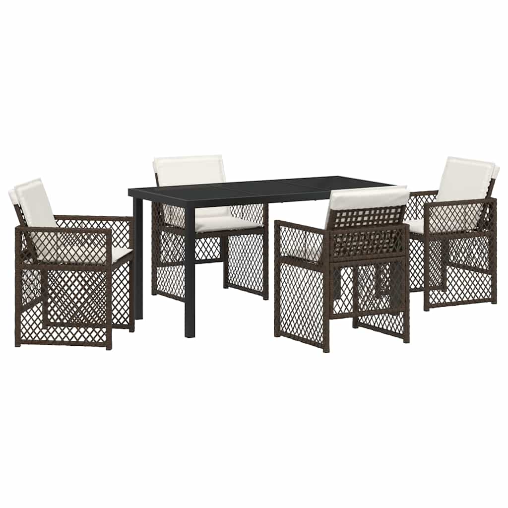 Garden Dining Set 5 pcs Brown Poly Rattan