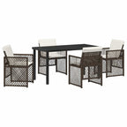 Garden Dining Set 5 pcs Brown Poly Rattan