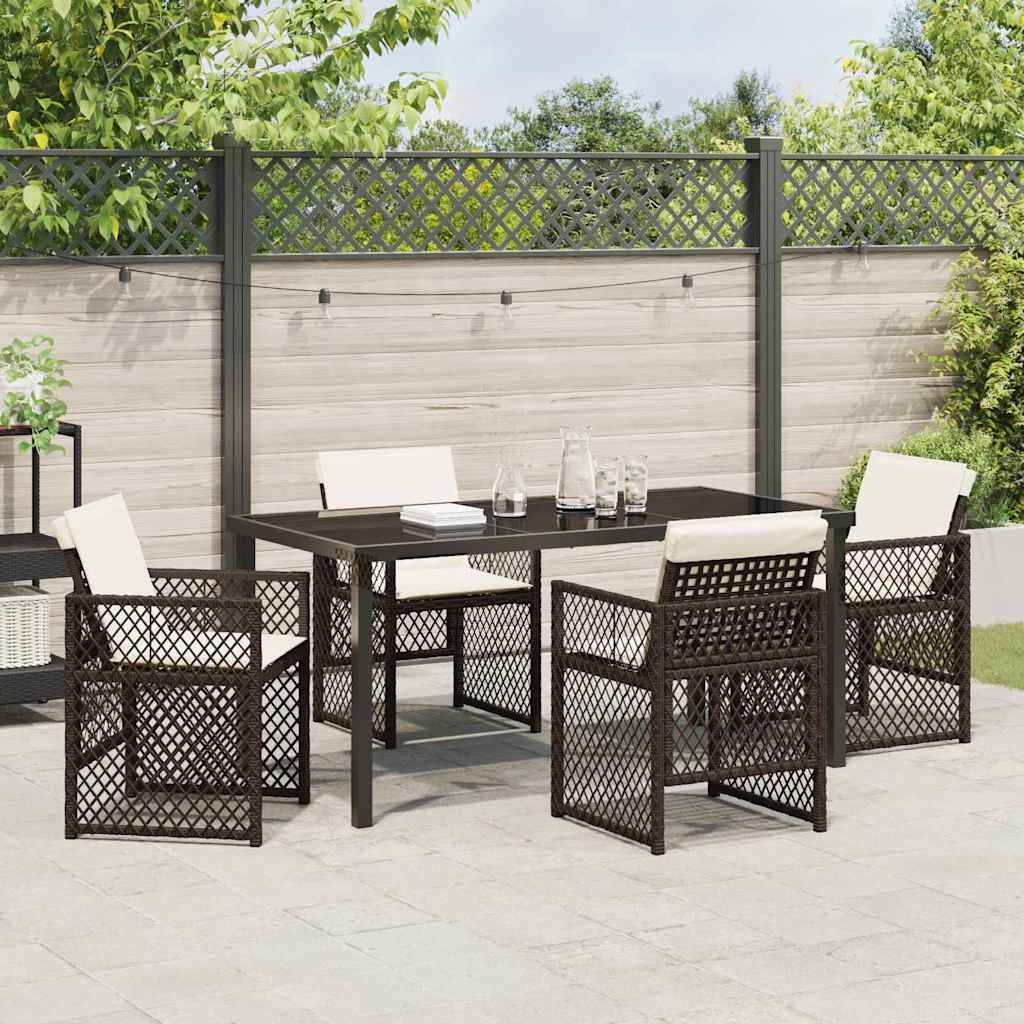 Garden Dining Set 5 pcs Brown Poly Rattan
