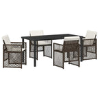 Garden Dining Set 5 pcs Brown Poly Rattan