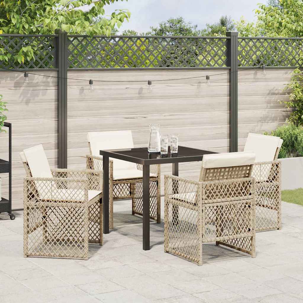 Garden Dining Set 5 pcs Beige Poly Rattan