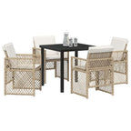 Garden Dining Set 5 pcs Beige Poly Rattan