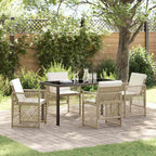 Garden Dining Set 5 pcs Beige Poly Rattan