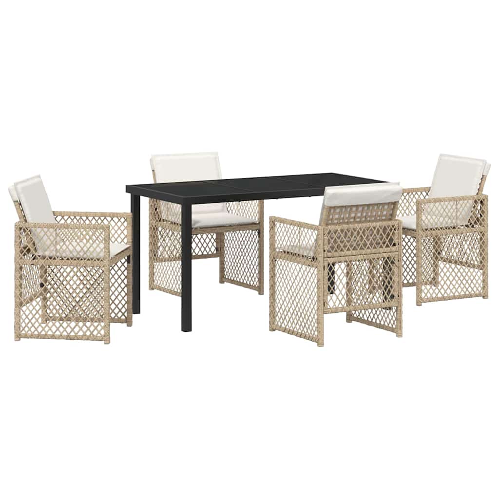 Garden Dining Set 5 pcs Beige Poly Rattan