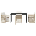 Garden Dining Set 5 pcs Beige Poly Rattan