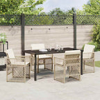 Garden Dining Set 5 pcs Beige Poly Rattan