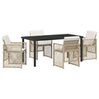 Garden Dining Set 5 pcs Beige Poly Rattan