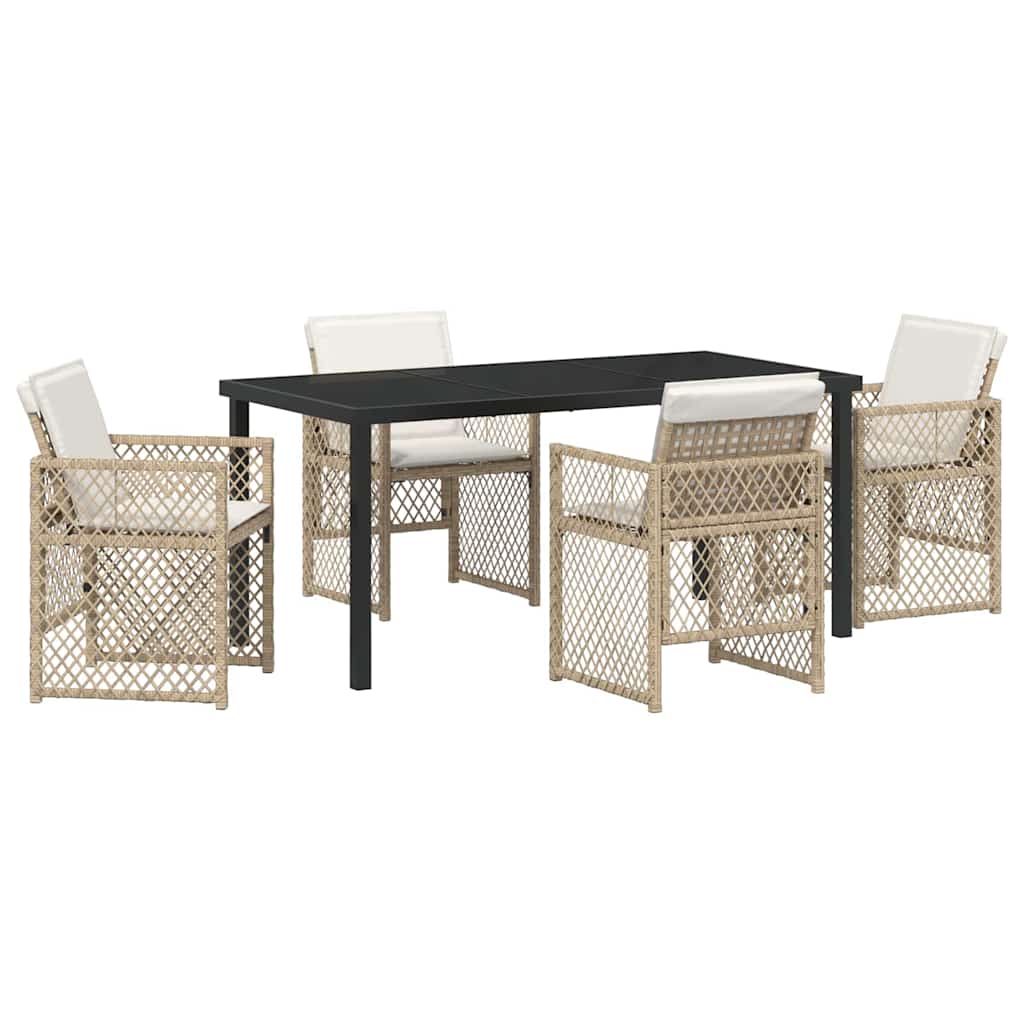 Garden Dining Set 5 pcs Beige Poly Rattan