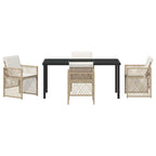 Garden Dining Set 5 pcs Beige Poly Rattan