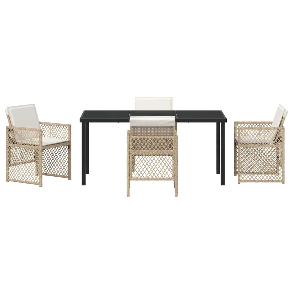 Garden Dining Set 5 pcs Beige Poly Rattan