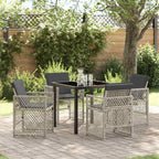 Garden Dining Set 5 pcs Light Grey Poly Rattan