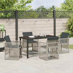 Garden Dining Set 5 pcs Light Grey Poly Rattan