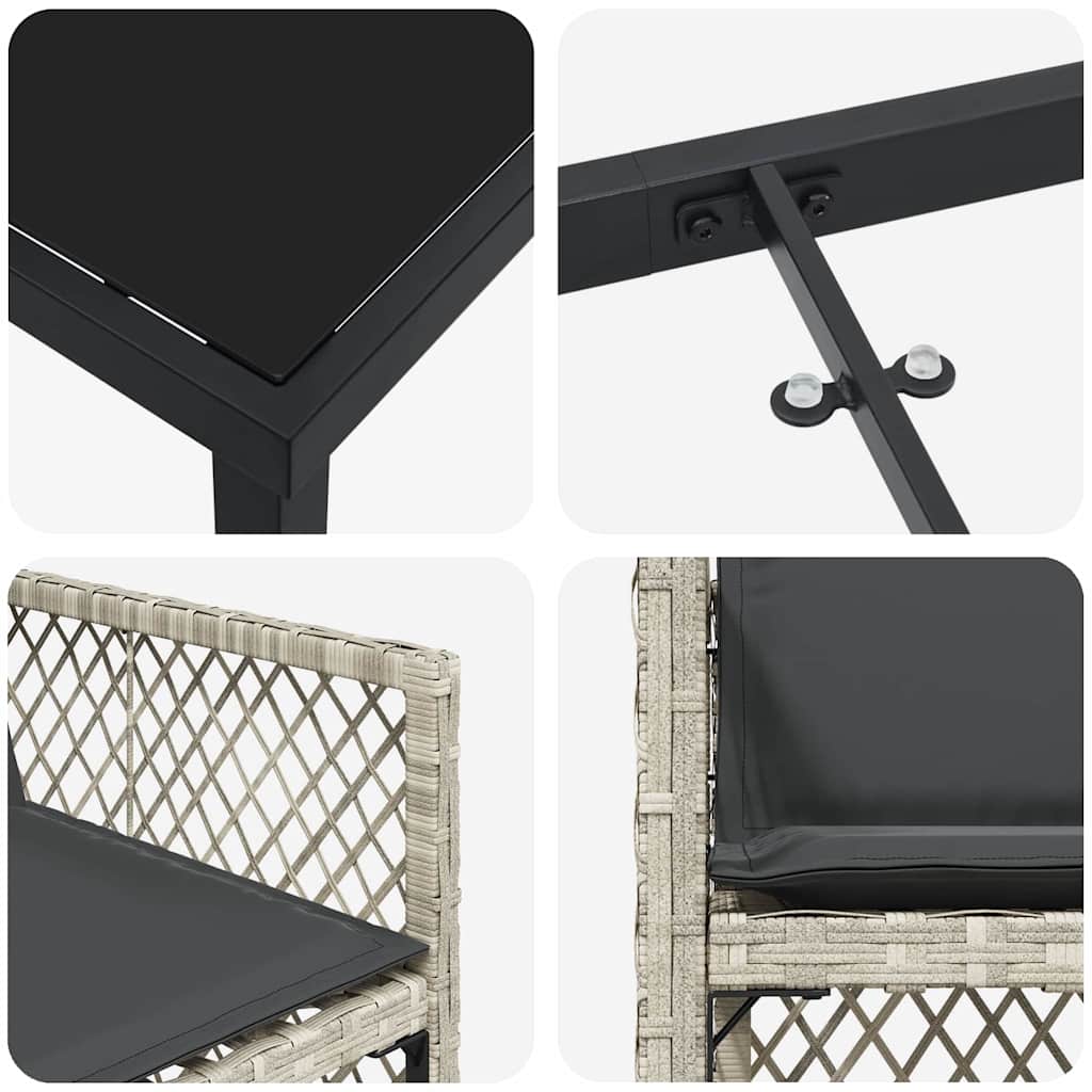 Garden Dining Set 5 pcs Light Grey Poly Rattan