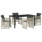 Garden Dining Set 5 pcs Light Grey Poly Rattan