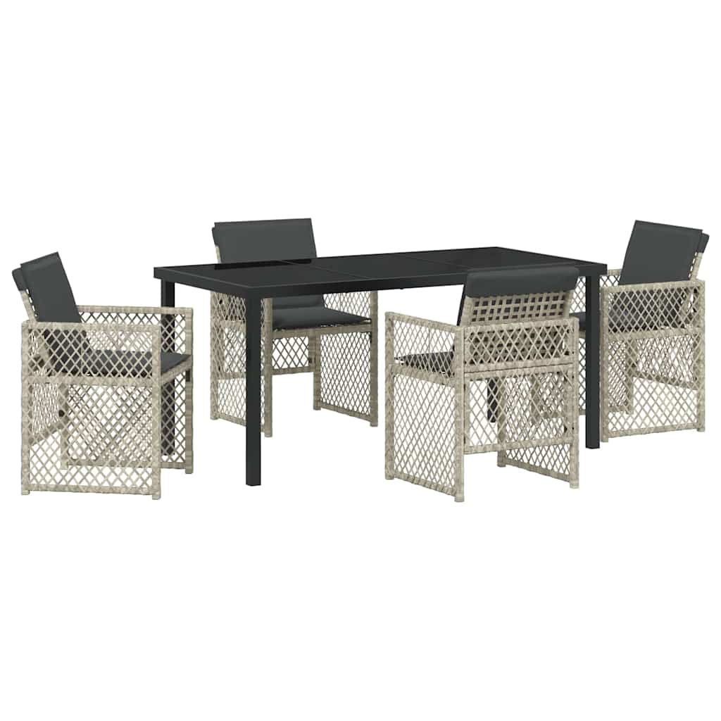 Garden Dining Set 5 pcs Light Grey Poly Rattan