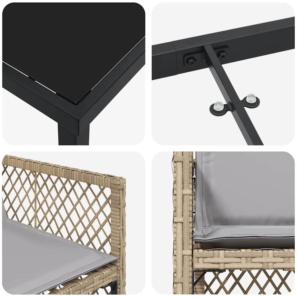 Garden Dining Set 5 pcs Beige Poly Rattan