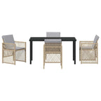 Garden Dining Set 5 pcs Beige Poly Rattan