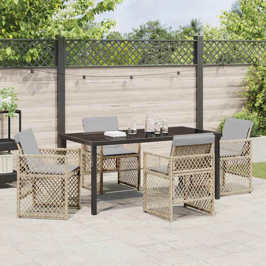 Garden Dining Set 5 pcs Beige Poly Rattan