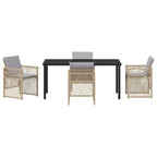 Garden Dining Set 5 pcs Beige Poly Rattan