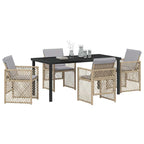 Garden Dining Set 5 pcs Beige Poly Rattan